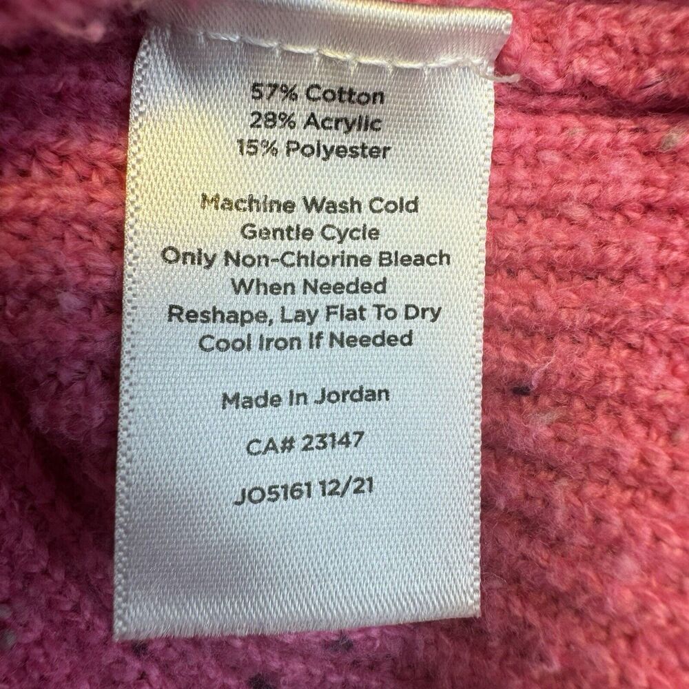 TALBOTS Cowl Knit Sweater Sz Large Pink Speckled Knit Cotton Blend Diamond Tweed - Picture 12 of 13
